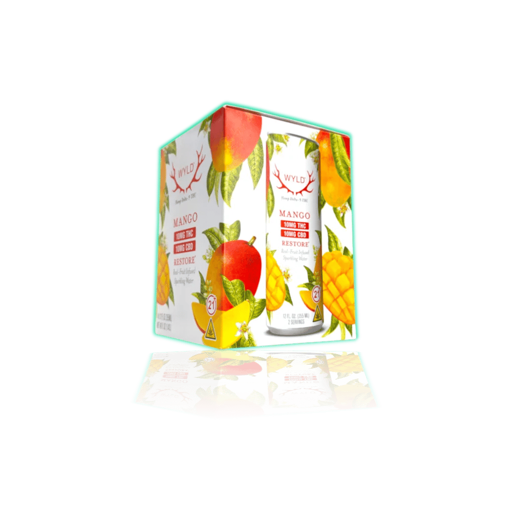 WYLD Hemp D9 Sparkling Water 10mg (4-pack) — Mango — THC BEVERAGES