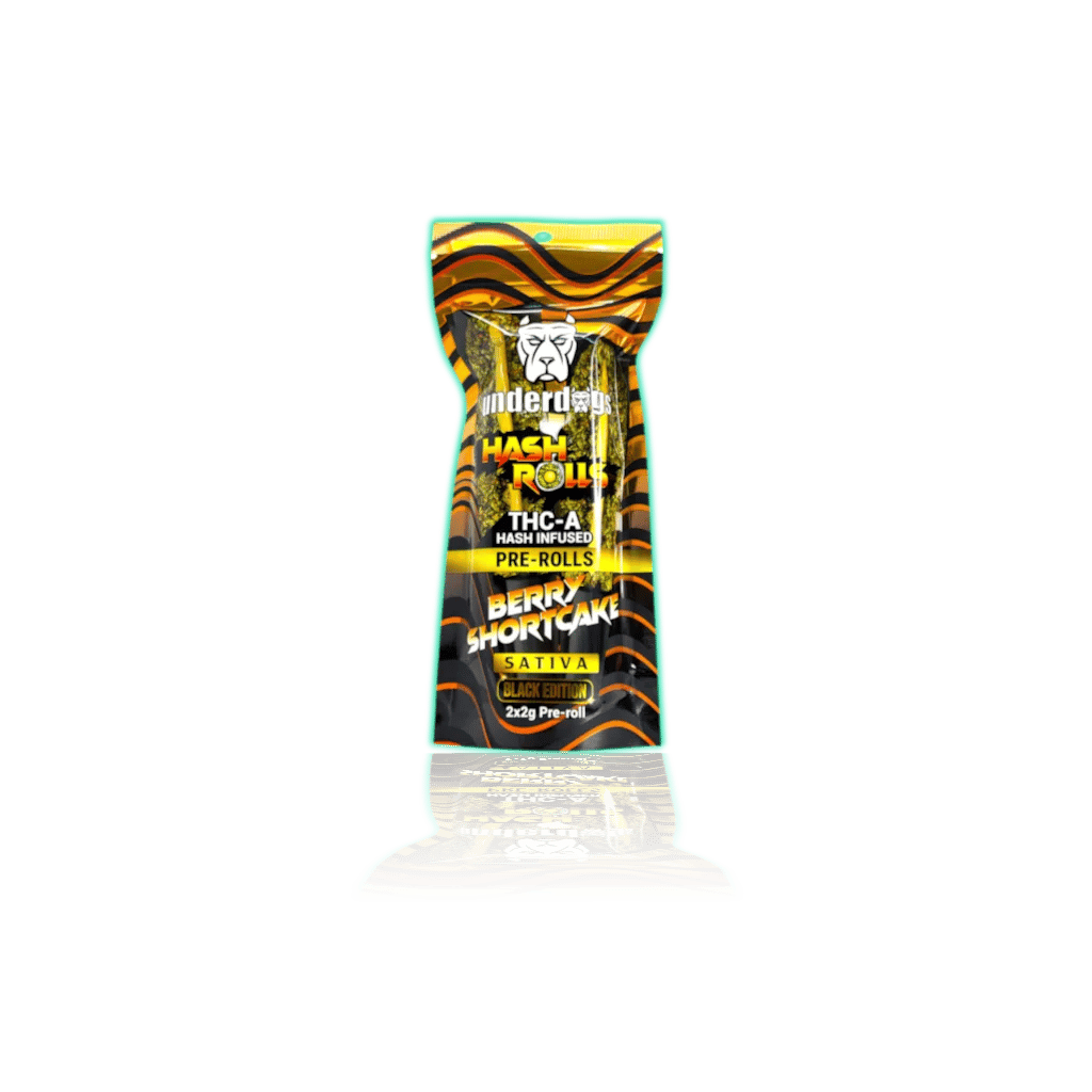 Underdogs Hash Rolls THC-A Hash Infused 2x2 Pre-roll — Berry Shortcake — INFUSED THCA PRE-ROLLS