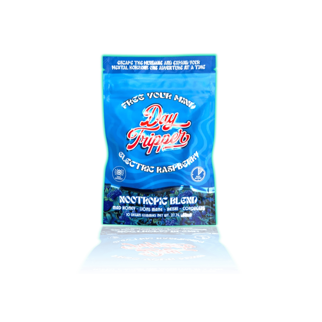 Day Tripper Mushroom — 10ct/bx 100%Vegan Electric Rasberry — FUNCTIONAL MUSHROOM GUMMIES