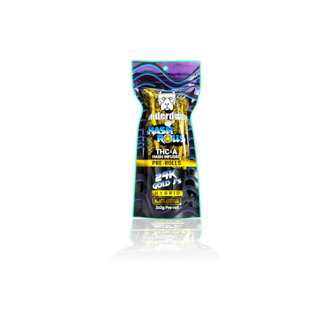 Underdogs Hash Rolls THC-A Hash Infused 2x2 Pre-roll — 24K Gold J'S — INFUSED THCA PRE-ROLLS