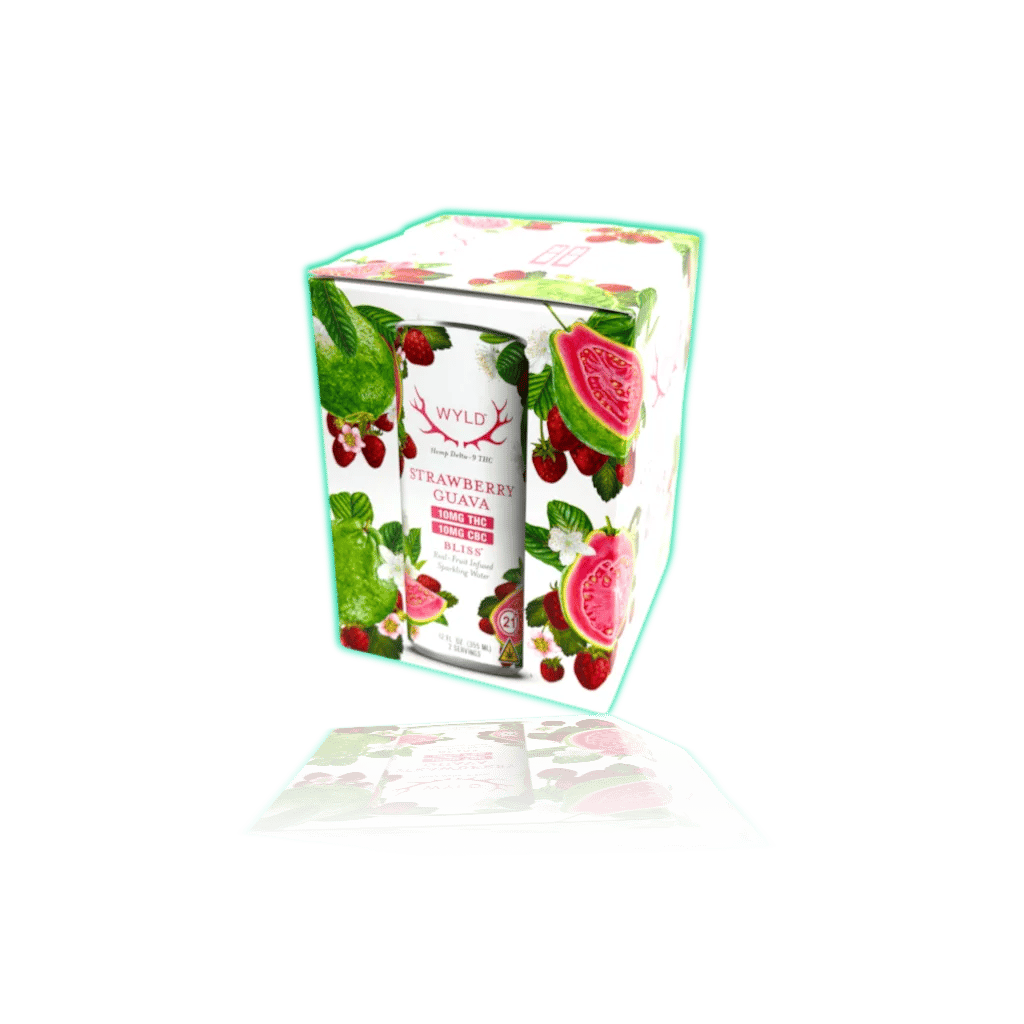 WYLD Hemp D9 Sparkling Water 10mg (4-pack) — Strawberry Guava — THC BEVERAGES